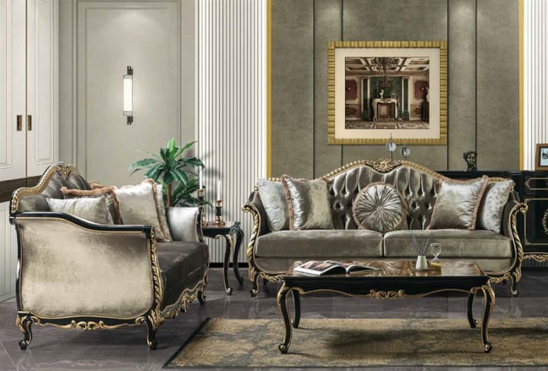 Betria 2 Piece Sofa Set in Light Green Velvet, Gold & Black High Gloss Finish by Acme - LV01887-S