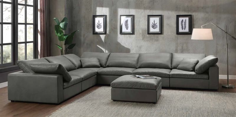 Margot 6 Piece Sectional in Gray Leather Match Finish by Acme - LV01980-SEC-6PC