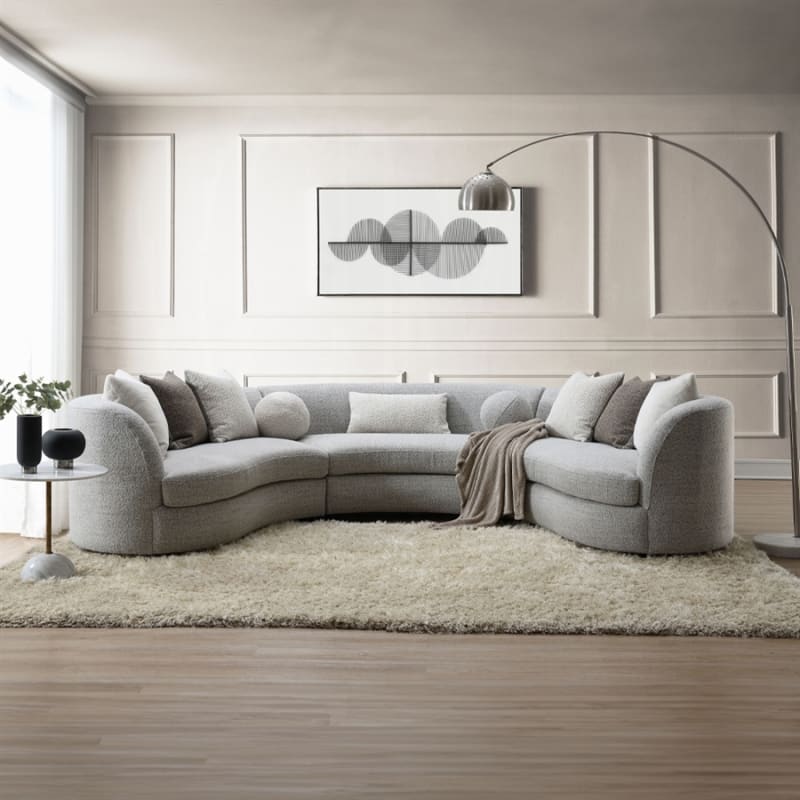 Ivria Sectional Sofa w/9 Pillows in Gray Boucle Finish by Acme - LV02541