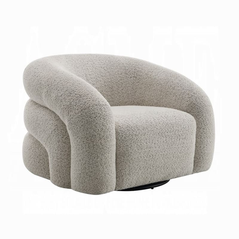 Irma Accent Chair w/Swivel in Gray Boucle Finish by Acme - LV02569