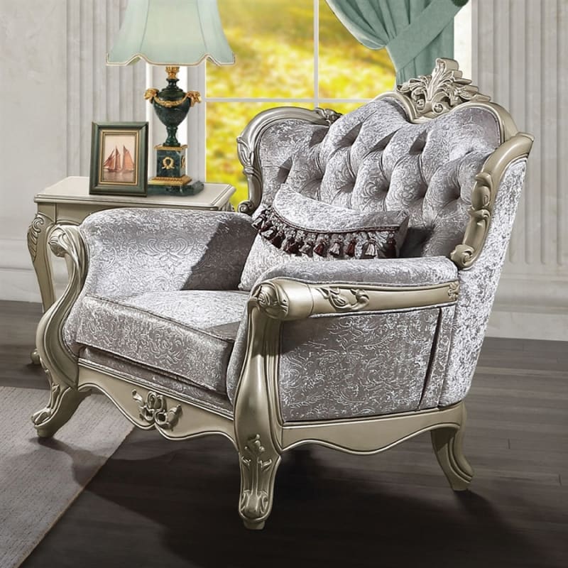 Libertee Chair in Beige and Champagne Finish by Acme - LV03822