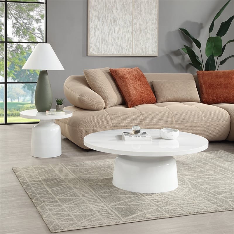 Ferrand 3 Piece Coffee Table Set in White High Gloss Finish by Acme - LV04225-S