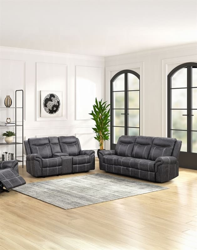 Zubaida 2 Piece Power Motion Sofa Set in Dark Gray Polished Finish by Acme - LV04670-S