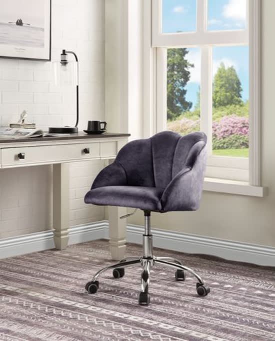 Rowse Office Chair in Dark Gray Velvet & Chrome Finish by Acme - OF00118