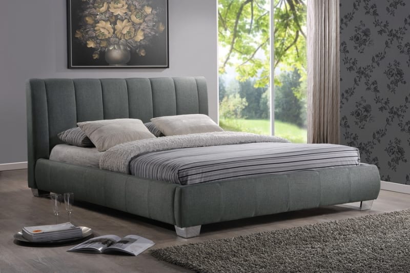 Marzenia Bed in Grey Fabric Finish by Baxton Studio - BAX-BBT6085-Queen-Grey