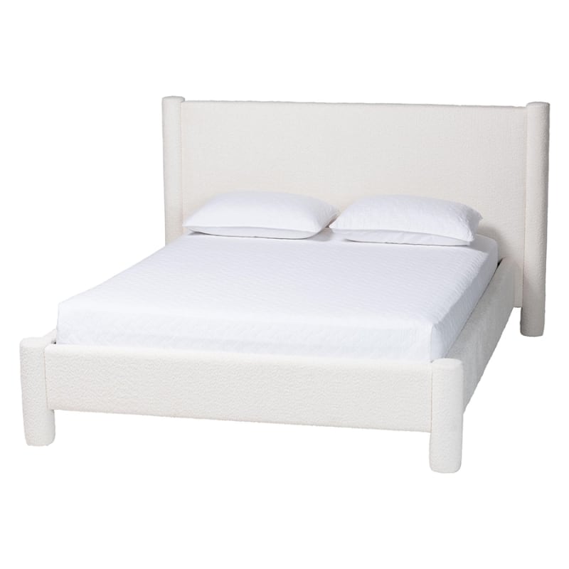 Laria Contemporary Queen Bed in White Finish by Baxton Studio - BAX-BBT61176-B