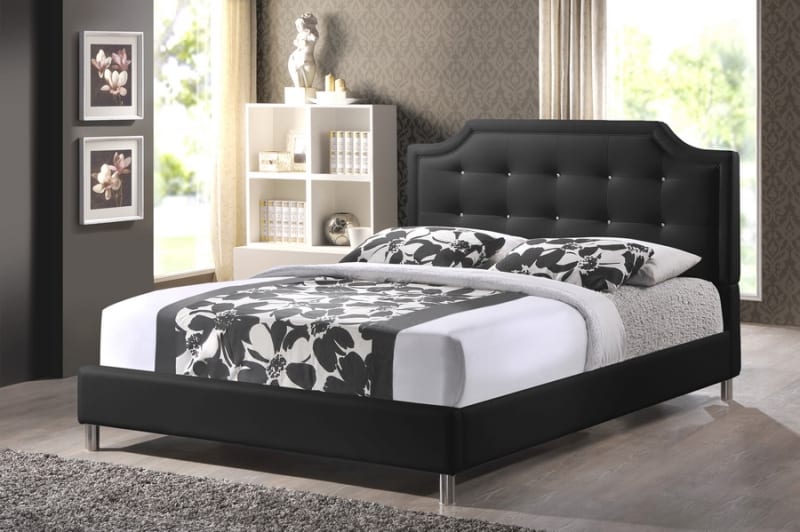 Carlotta Bed in Black Finish by Baxton Studio - BAX-BBT6376-Black-Queen