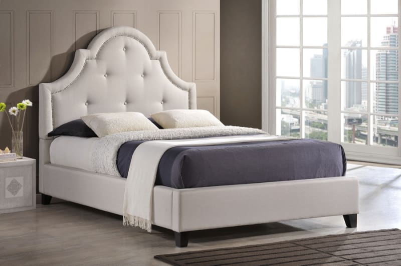 Colchester Platform Bed in Light Beige Linen Finish by Baxton Studio - BAX-BBT6433-Light Beige-Full