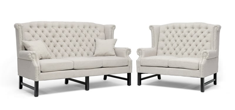 Sussex Beige Linen 2-peice Sofa Set by Baxton Studio - BAX-BH-63102-Beige