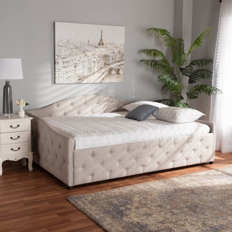 Becker Daybed in Beige Fabric Finish by Baxton Studio - BAX-Becker-Beige-Daybed-Queen