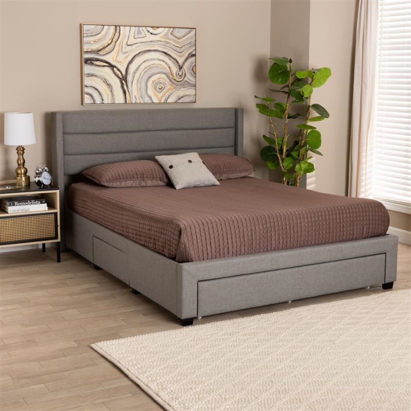Braylon 3-Drawer Storage Platform Queen Bed in Light Grey/Dark Brown by Baxton Studio - BAX-CF 9270-A-Coronado-A-Grey-Queen