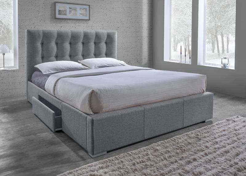 Sarter Platform Bed in Grey Fabric Finish by Baxton Studio - BAX-CF8498-Queen-Grey