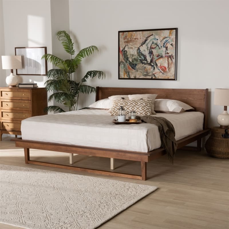 Macayle Platform Queen Bed in Ash Walnut Finish by Baxton Studio - BAX-MG0004-2-Ash Walnut-Queen