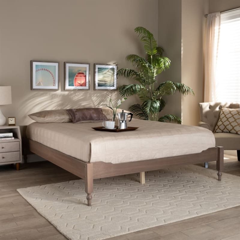 Laure Platform Bed in Antique Oak Finish by Baxton Studio - BAX-MG0011-Antique Oak-King