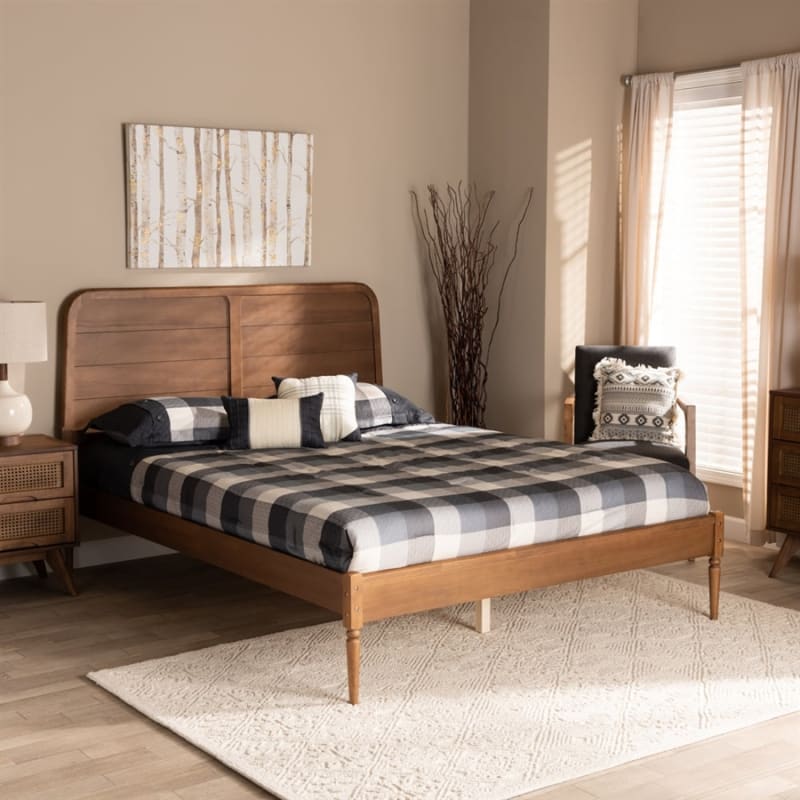 Kassidy Platform Bed in Walnut Brown Finish by Baxton Studio - BAX-MG0063-Walnut-Queen