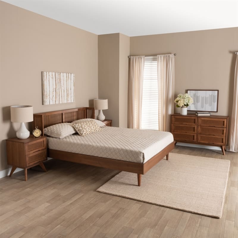 Rina 6 Piece Full Bedroom Set in Ash Walnut Finish by Baxton Studio - BAX-MG97151-Ash Walnut-Full-6Pc