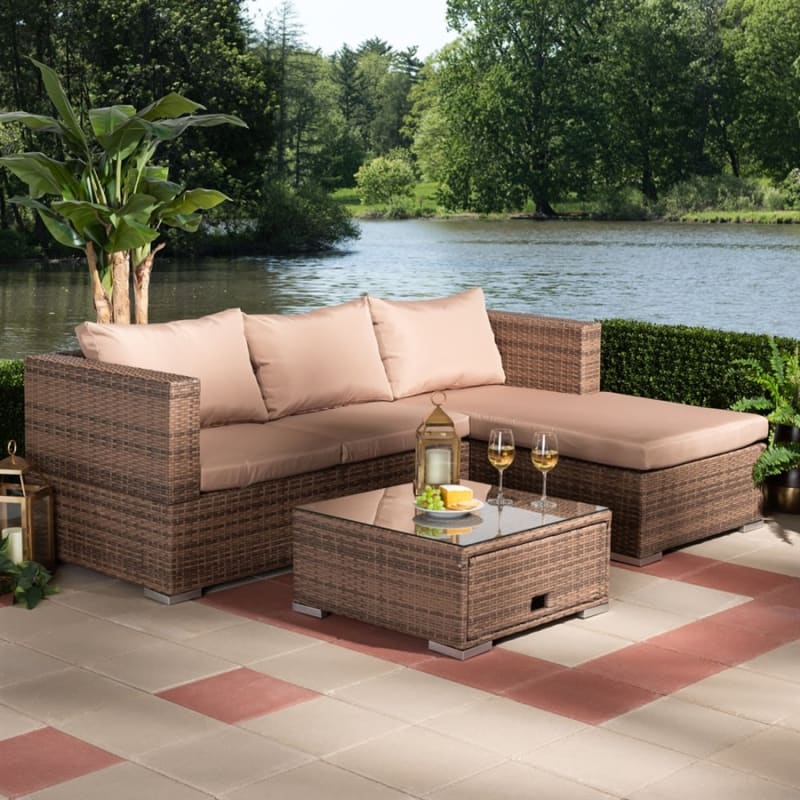 Addison Modern and Contemporary 3-Piece Light Brown and Brown Woven Rattan Patio Set with Adjustable Recliner by Baxton Studio - BAX-MLM-210516-Brown