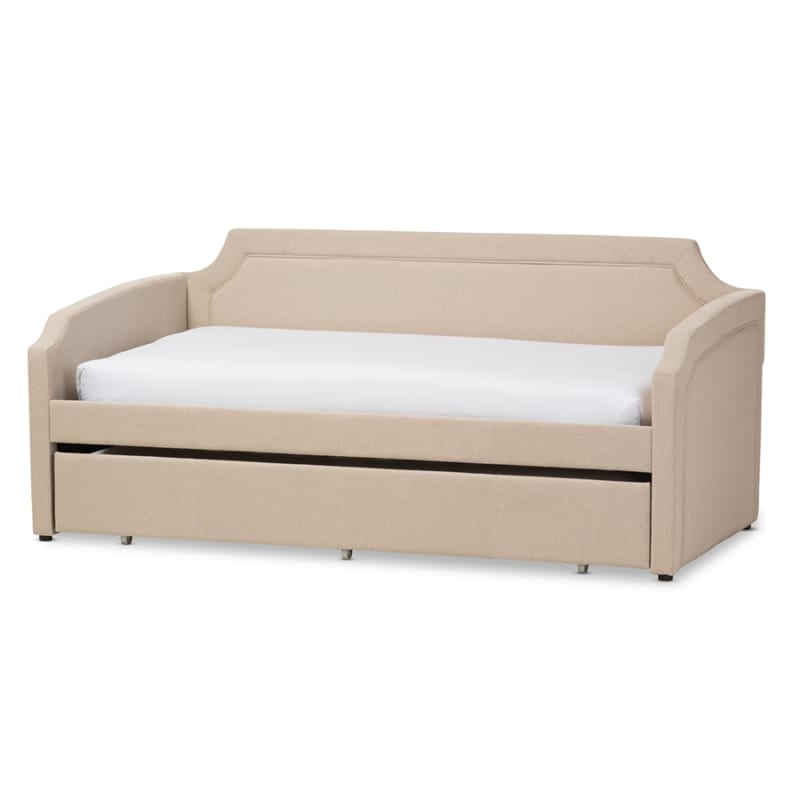Parkson Daybed with Trundle in Beige Linen Fabric Finish by Baxton Studio - BAX-Parkson-Beige-Daybed
