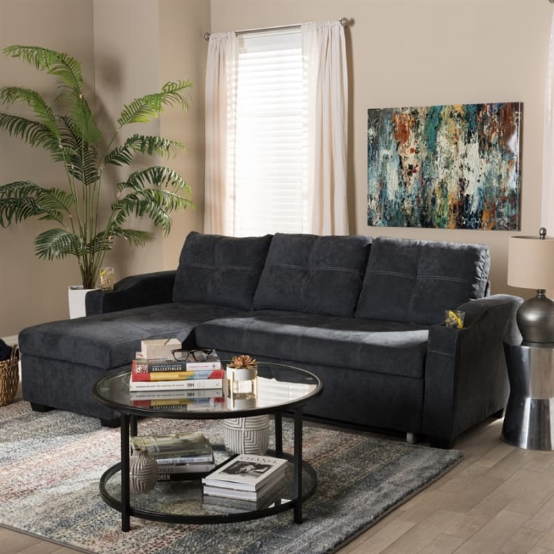 Lianna Modern and Contemporary Dark Grey Sectional by Baxton Studio - BAX-R8068-Dark Grey-Rev-SF