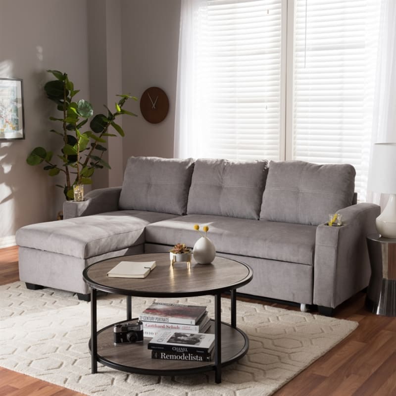 Lianna Modern and Contemporary Light Grey Sectional by Baxton Studio - BAX-R8068-Light Grey-Rev-SF