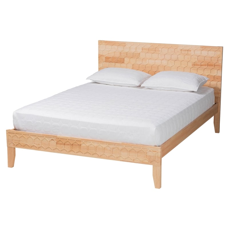 Hosea Japandi Queen Bed in Natural Finish by Baxton Studio - BAX-SW8588-Natural-Queen