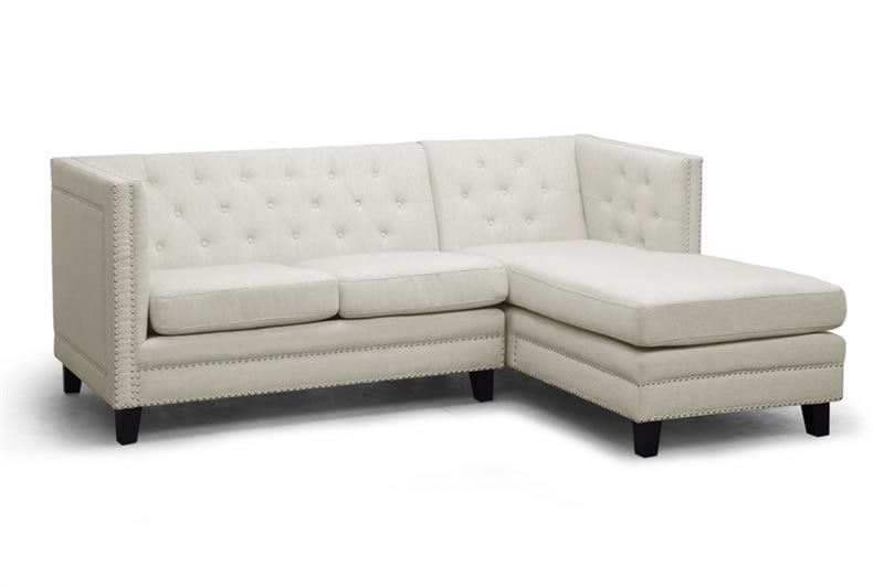 Parkis Beige Linen Button Tufted Sectional Sofa by Baxton Studio - BAX-TSF-71016-Beige