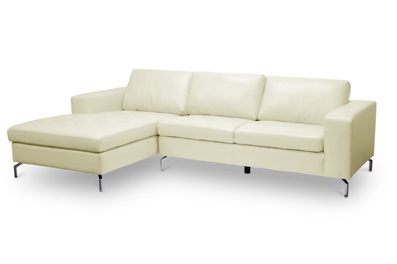 Lazenby Cream Leather Modern Sectional Sofa by Baxton Studio - BAX-U1154S-Cream