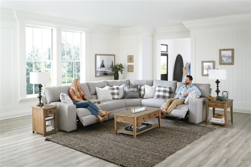 Rockport 6 Piece Manual Reclining Sectional in Grey Chenille Fabric by Catnapper - 150-6