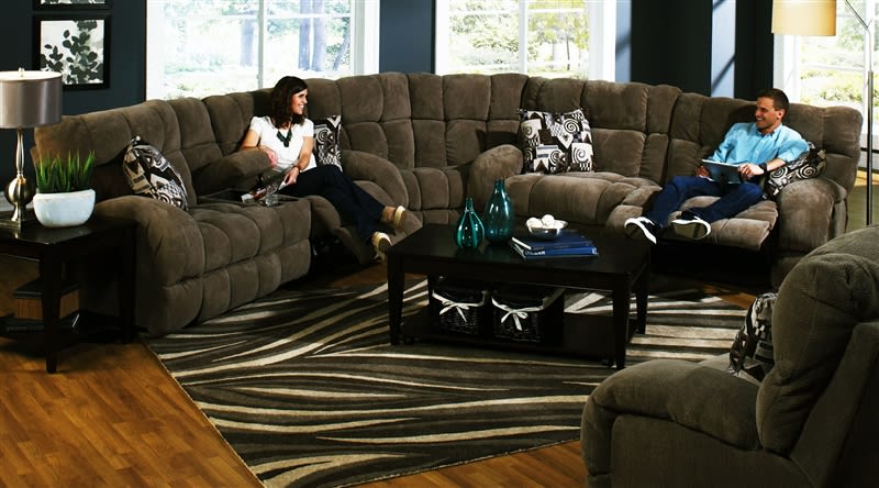 Siesta 3 Piece Lay Flat Reclining Sectional in "Chocolate" Color Fabric by Catnapper - 1761-SEC
