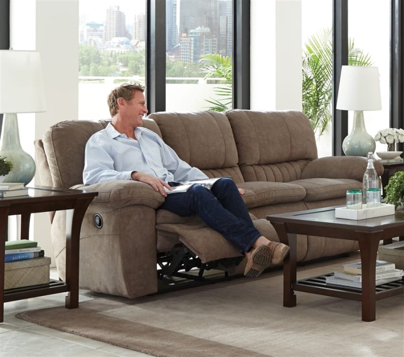 Reyes Lay Flat Reclining Sofa in Portabella Fabric by Catnapper - 2401-P