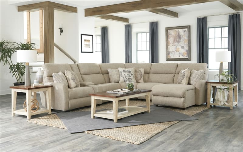 McPherson 6 Piece Reclining Sectional in Buff Chenille by Catnapper - 261-6