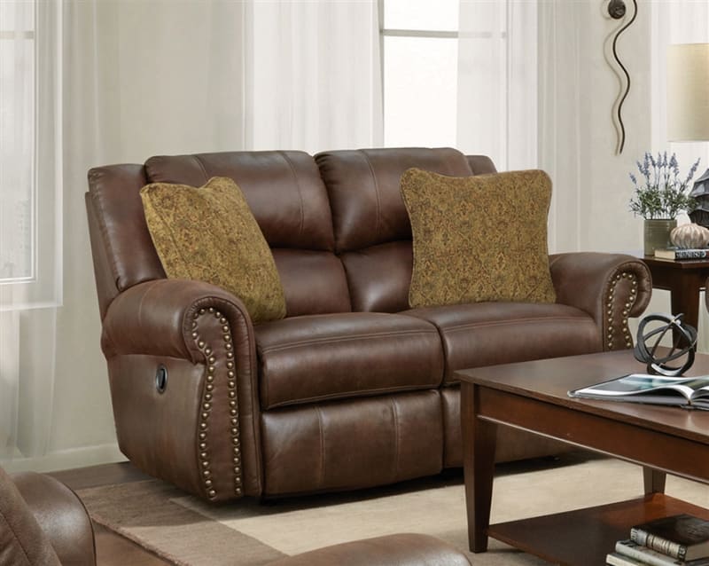 Pickett Rocking Reclining Loveseat in Walnut Fabric by Catnapper - 3132-2