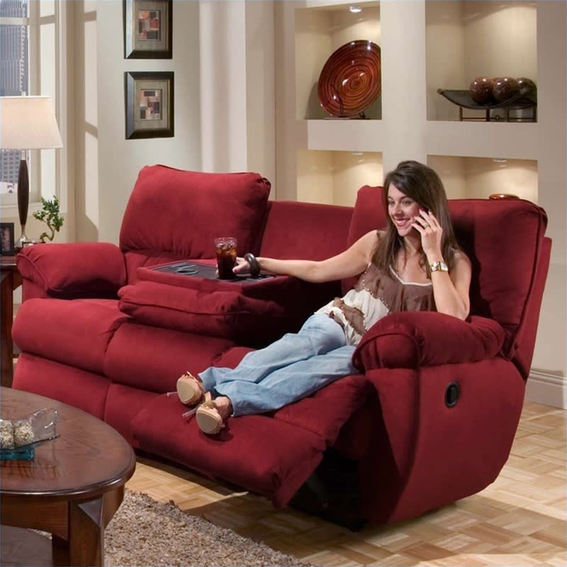 レッドソニア Legend Merlot Fabric Reclining Sofa by Catnapper - Manual Recline