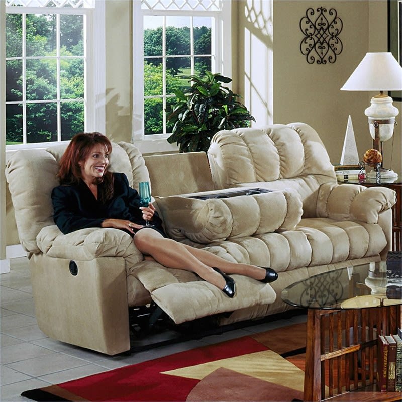 Cuddle Recliners Cuddler Hazelnut Suede Cloth Reclining Sofa by Catnapper - Manual Recline
