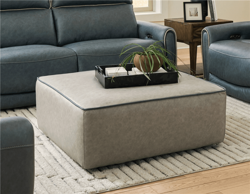 Nico Castered Cocktail Ottoman in Silver Fabric by Catnapper - 350-12-S
