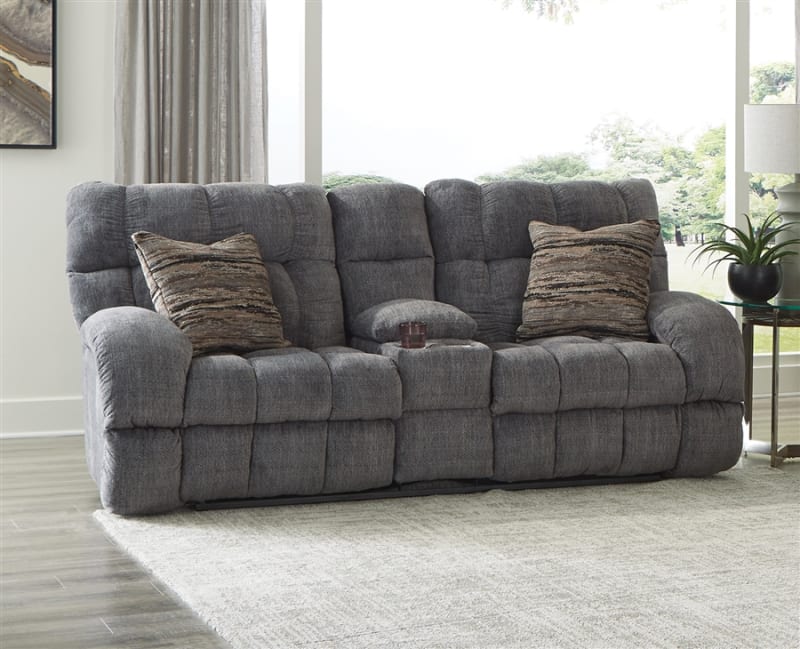 Ashland Lay Flat Reclining Console Loveseat in Granite Fabric by Catnapper - 3599-G