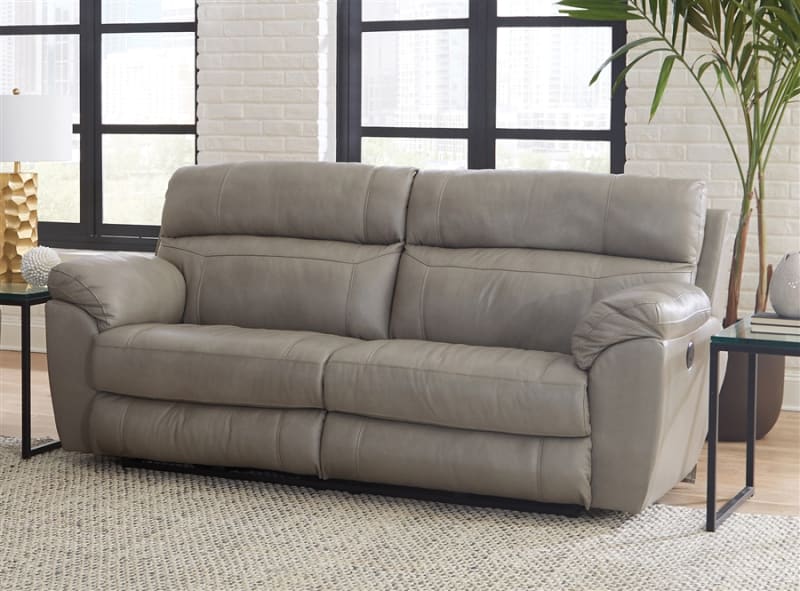 Costa Lay Flat Reclining Sofa in Putty Color Leather by Catnapper - 4071-P