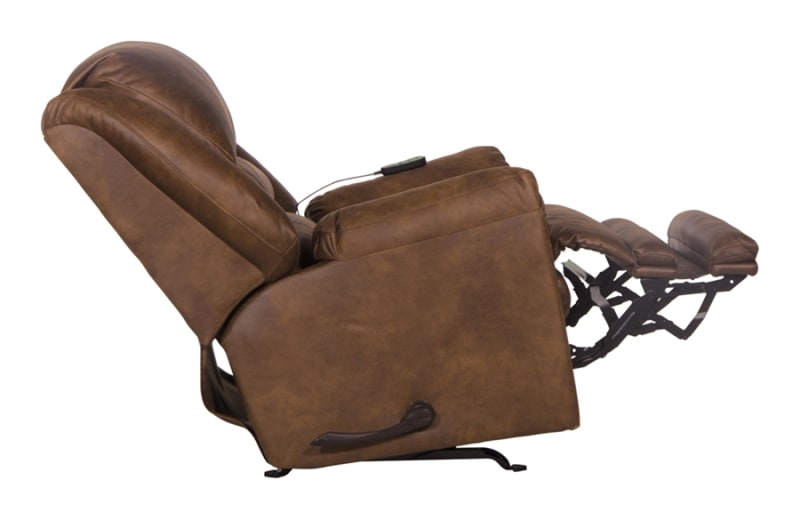 Hayden Oversized Chaise Rocker Recliner with Heat and Sensate Massage and X-tra Comfort Footrest in Auburn Fabric by Catnapper - 4107-2-A