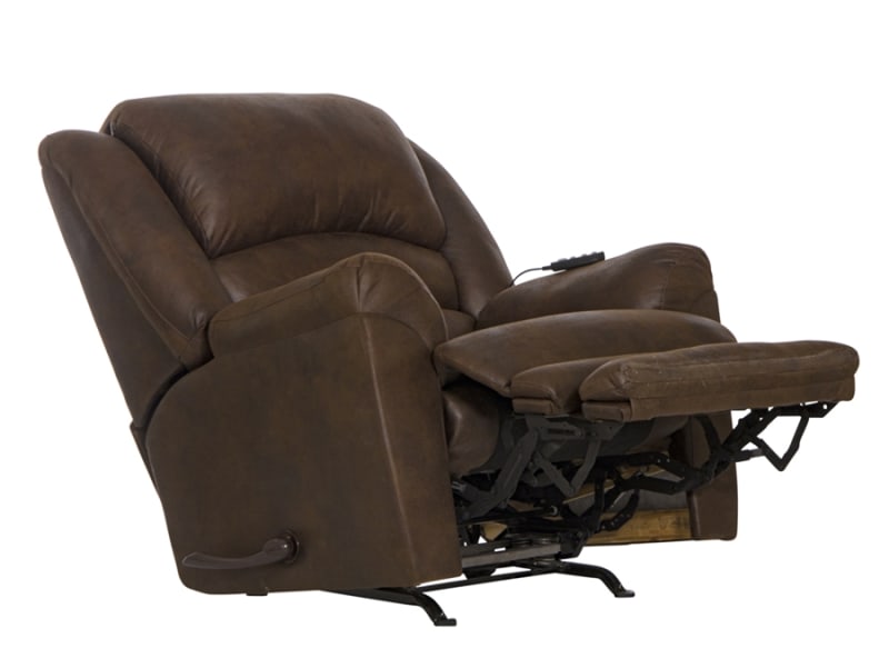 Hayden Oversized Chaise Rocker Recliner with Heat and Sensate Massage and X-tra Comfort Footrest in Walnut Fabric by Catnapper - 4107-2-W
