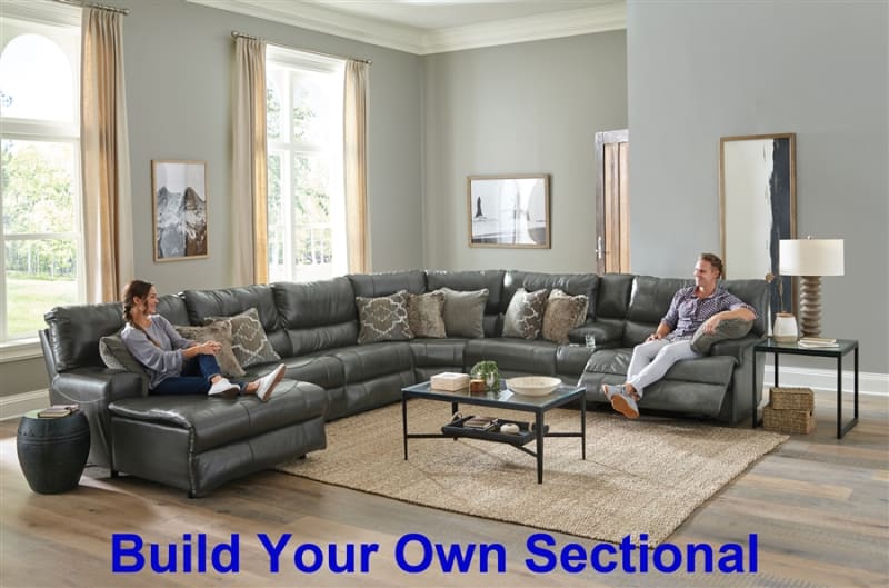 Como Build Your Own Reclining Sectional in Steel Leather by Catnapper - 436-BYO-S