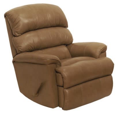Bentley Chaise Rocker Recliner in Mushroom Leather Upholstery by Catnapper - 4404-2-M