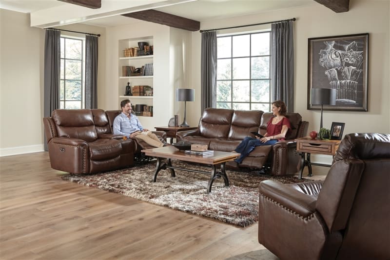 Ceretti 2 Piece Power Reclining Set in Brown Leather by Catnapper - 488-SET