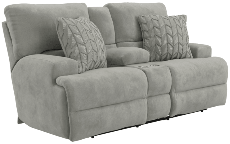 Renaldo Zero Gravity Power Lay Flat Reclining Console Loveseat in Stone Fabric by Catnapper - 61289