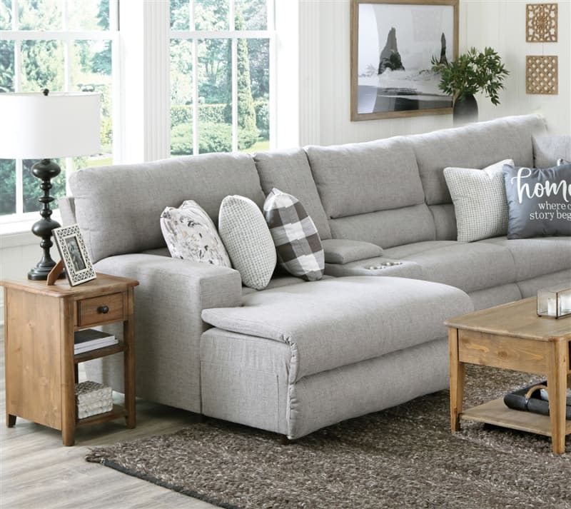 Rockport 4 Piece Chaise Power Reclining Sectional in Grey Chenille Fabric by Catnapper - 6150-04