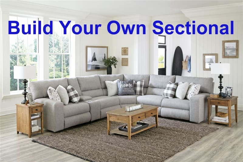 Rockport Build Your Own Power Reclining Sectional in Grey Chenille Fabric by Catnapper - 6150-BYO