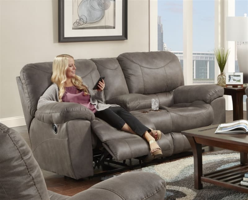 Trent Power Reclining Loveseat in Charcoal Color Fabric by Catnapper - 61922