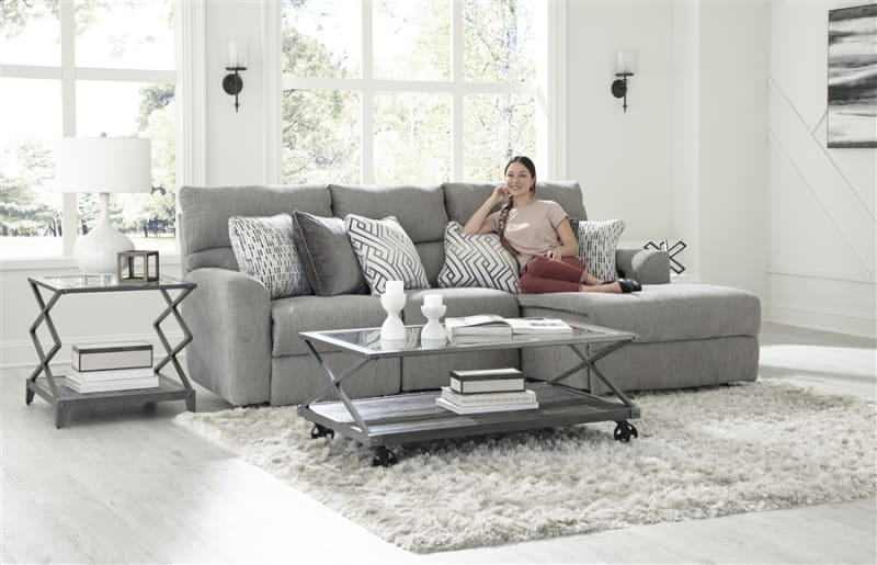 Sydney 3 Piece Chaise Power Reclining Sectional in Nature Grey Fabric by Catnapper - 6206-03P