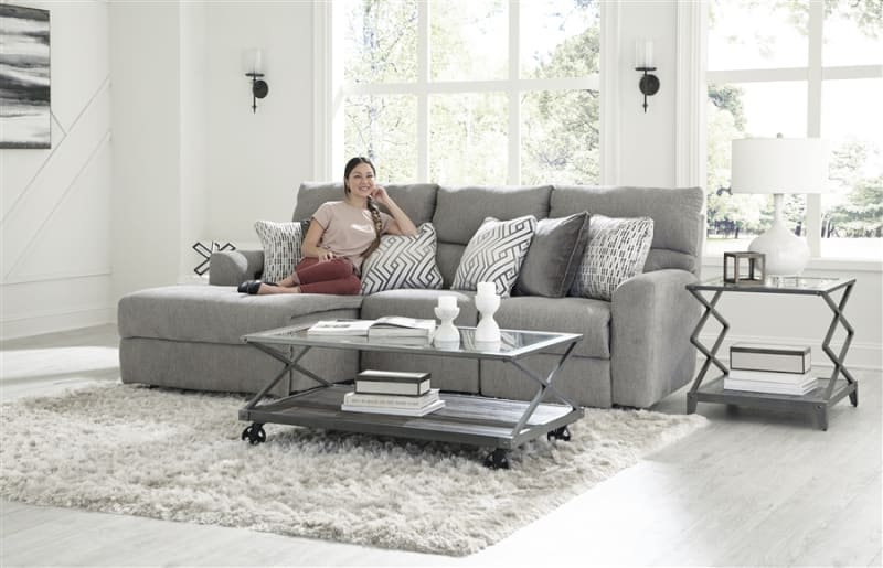 Sydney 3 Piece Chaise Power Reclining Sectional in Nature Grey Fabric by Catnapper - 6206-03P
