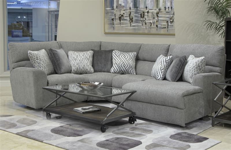 Sydney 4 Piece Chaise Power Reclining Sectional in Nature Grey Fabric by Catnapper - 6206-4C
