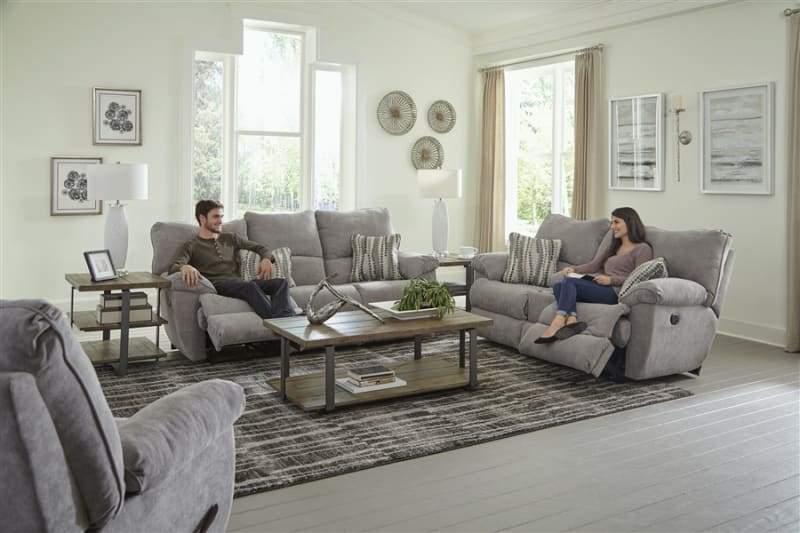 Sadler 2 Piece Power Lay Flat Reclining Sofa Set in Mica Color Fabric by Catnapper - 6241-M-SET
